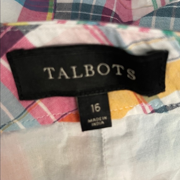 Talbots Skirt Women Size 16 Multicolored Madras Plaid Cotton Lined - Picture 2 of 8